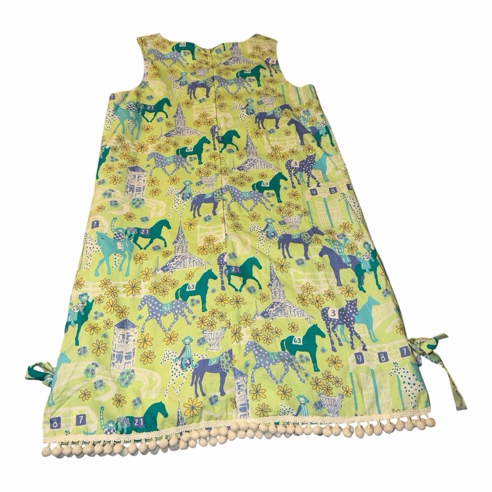 Vintage Lilly Pulitzer Low Riders Derby Shift Dress Pom Trim Monkey Jockeys 4 - Picture 9 of 10